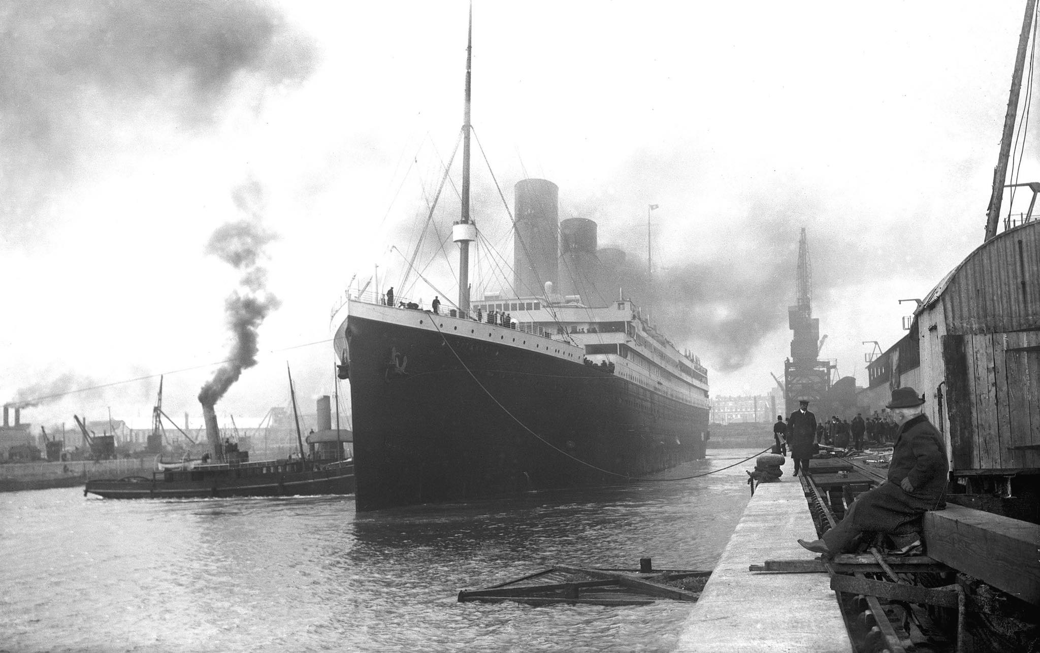 RMS Titanic at Southampton dock, April 1912