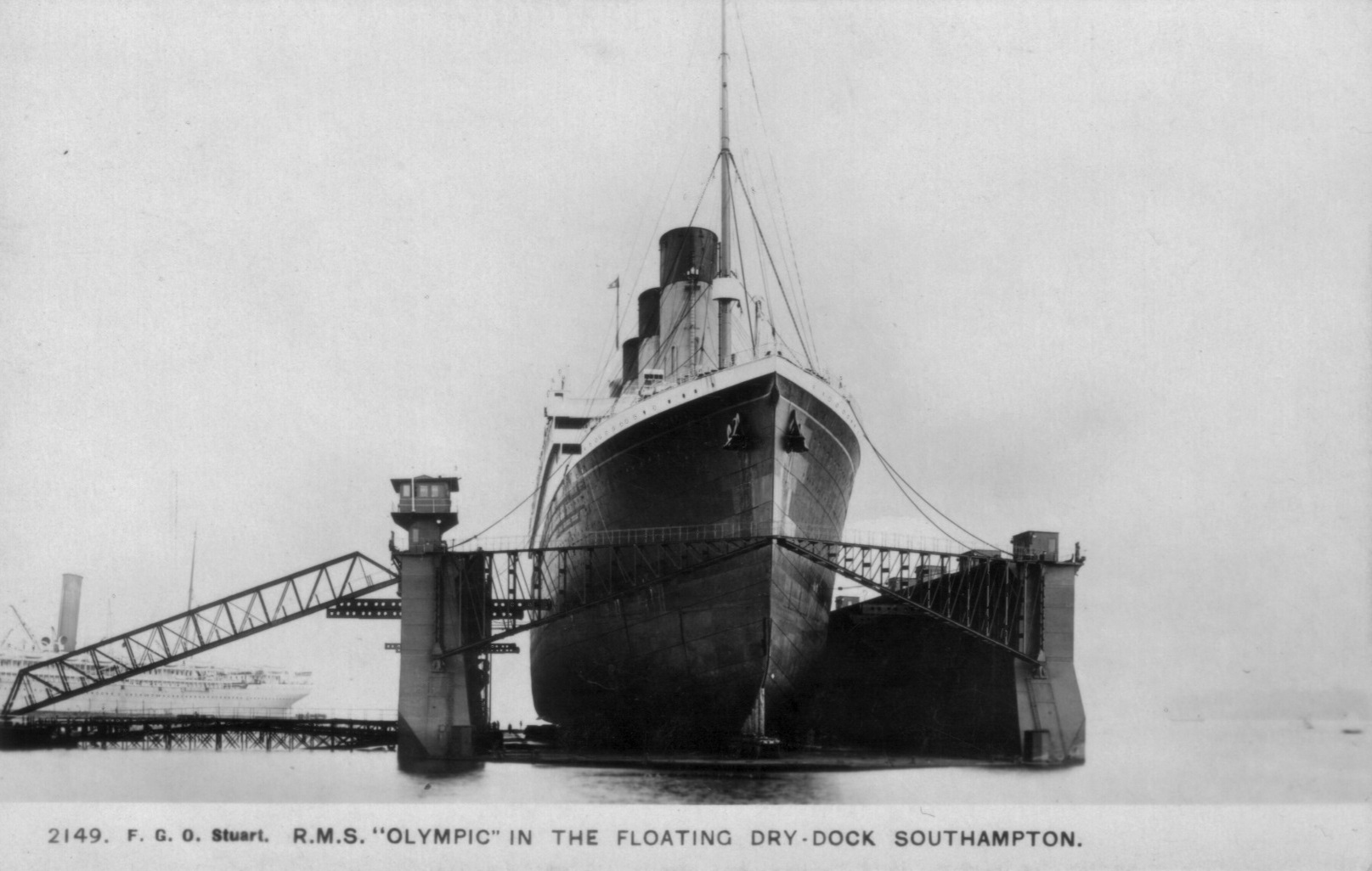 RMS Olympic in Southampton's floating dry dock, c. 1922, F.G.O. Stuart
