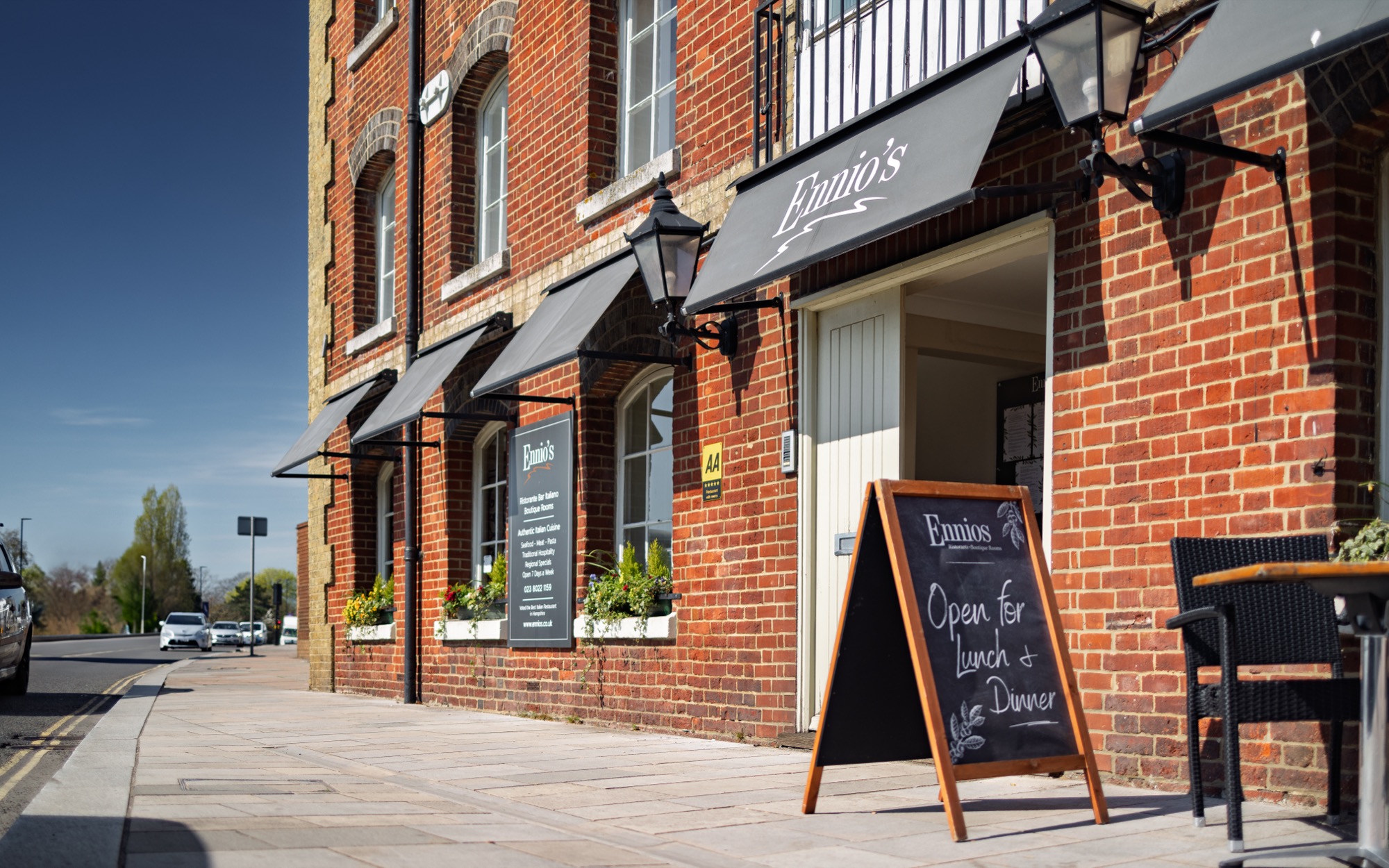 Ennios, the Victorian warehouse on the old city walls of Southampton, on a sunny afternoon